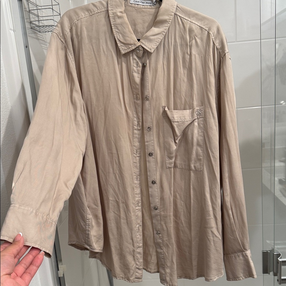 Calvin Klein Beige Button Down Shirt XL